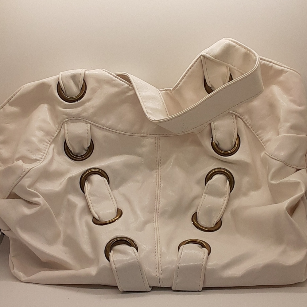 White leather handbag